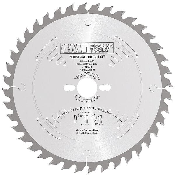 CMT Sågklinga för trä 285; 500x3.8x30; Z72; 10°