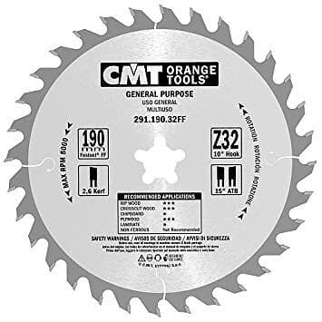 CMT Sågklinga för trä 291; 190x2.6x20; Z32; 10°