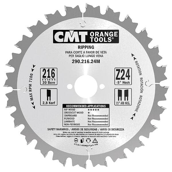 CMT Sågklinga för trä 290; 235x2.8x30; Z24; 20°