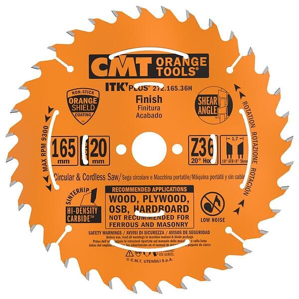 CMT Sågklinga för trä 272; 165x1.7x20; Z36; 20°