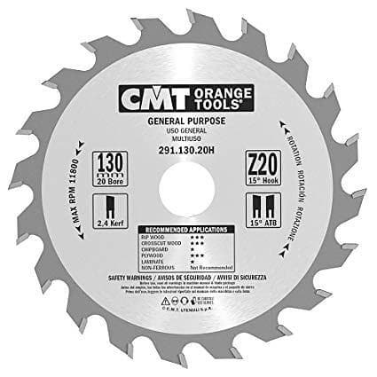 CMT Sågklinga för trä 291; 130x2.4x20; Z20; 15°