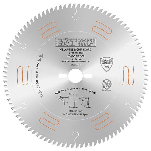 CMT Sågklinga för trä 281; 300x3.2x30; Z72; 10°