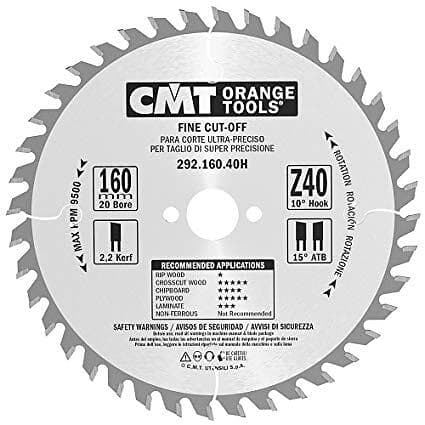 CMT Sågklinga för trä 292; 160x2.2x20; Z40; 10°