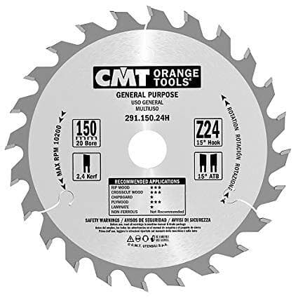 CMT Sågklinga för trä 291; 150x2.4x20; Z24; 15°