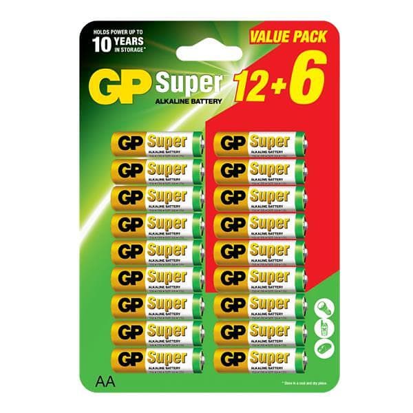 GP Batteries Super Alkaline AA-batteri, LR6, 12+6-pack