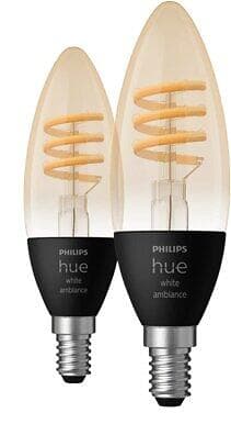 Philips Hue White Ambiance Filament E14 Candle 350lm 4500K 4.6W 2-pack (Dimmable