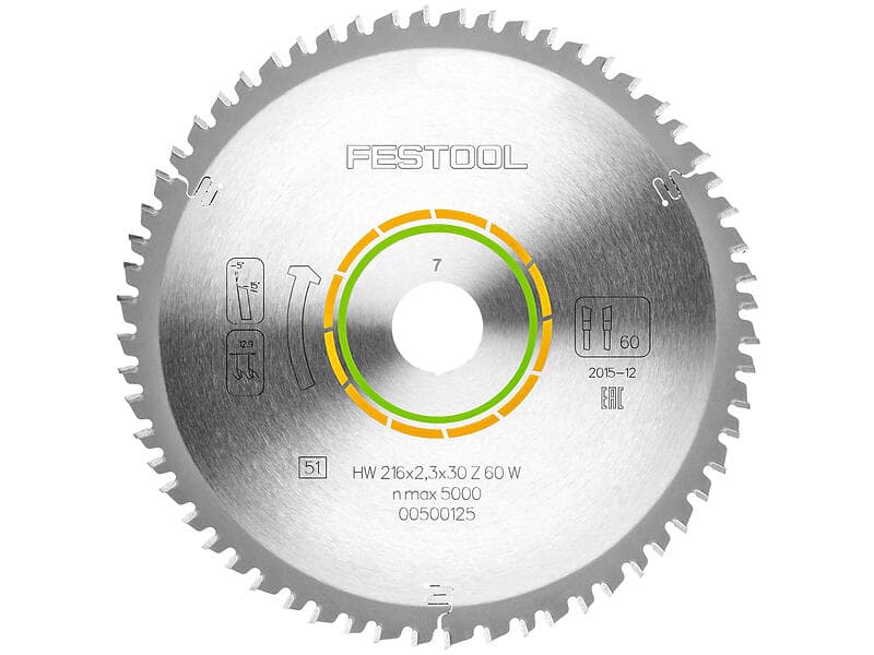 Festool Sågklinga HW 216x2.3x30mm W60 -5° Wood Fine Cut
