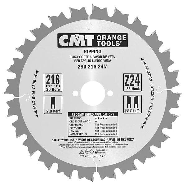 CMT Orange Tools Sågklinga Klyvning 190x2.6x16 T12 W 290.190.12E