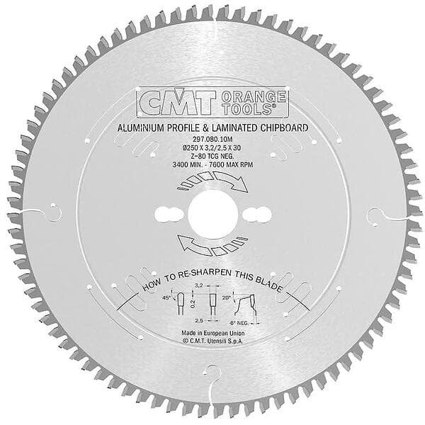 CMT Orange Tools Sågklinga NE NEG Alu/laminat 250x3.2x30 T80 297.080.10M