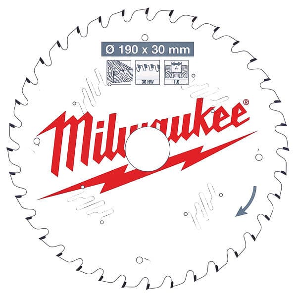 Milwaukee Sågklinga för trä 4932471301; 190x30x1.6 mm; Z36; 15°