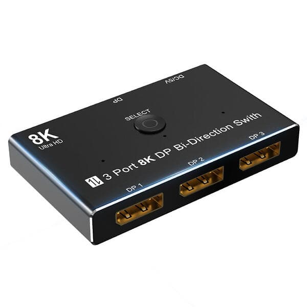 NÖRDIC 32.4Gbps DisplayPort - 3x Displayport F-F Bi-Directional 8K@30Hz Splitter