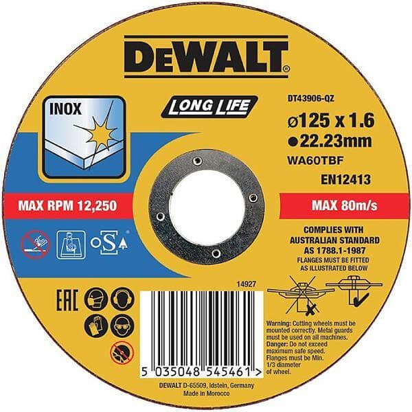 Dewalt DT43906 Kapskiva thin cutting 125 x 1.6 mm