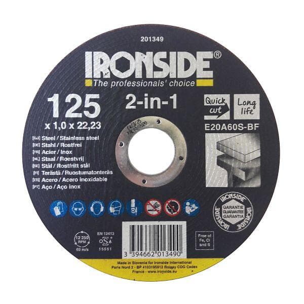 Ironside 201349 Kapskiva 125 mm, F41, E20A, 2in1 125x1.0x22 mm